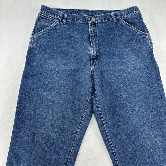 Vintage Wrangler Hero Jeans Men's 38x32 Blue Denim USA Industrial Workwear 90s - Picture 1 of 10